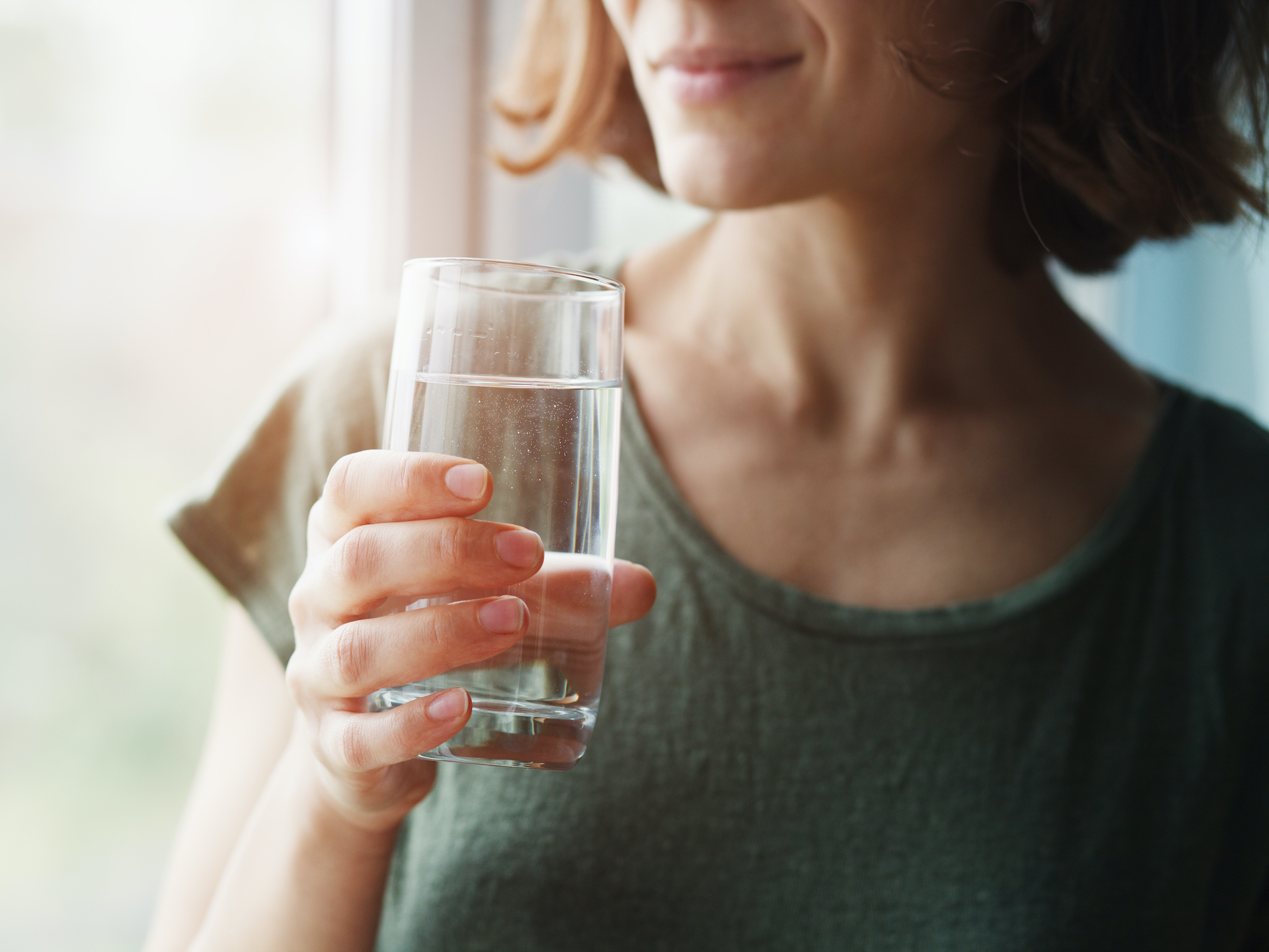 woman drinking water